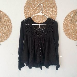 Black Flowy Free People Blouse